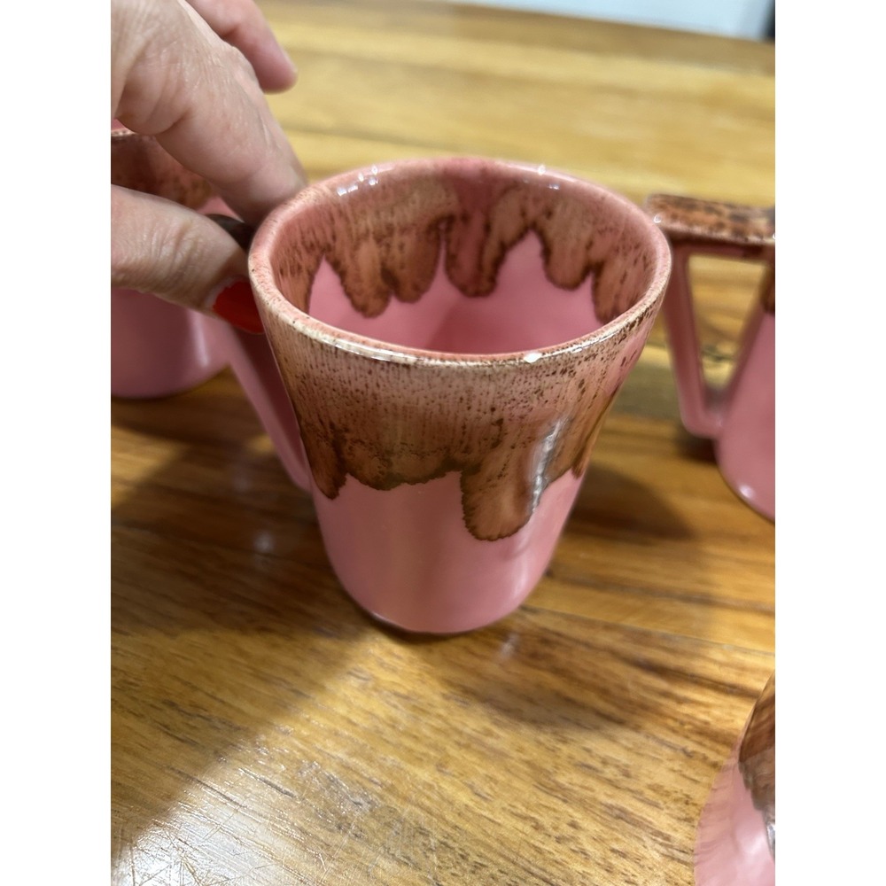 Winart Pottery Mug & Creamer Lot Pink Drip Glaze MCM Tea Coffee Cottage Core - Picture 3 of 5